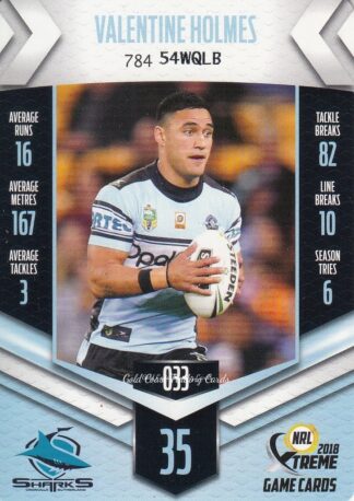 2018 NRL Xtreme Common Card - Base 033 Valentine Holmes Cronulla Sharks