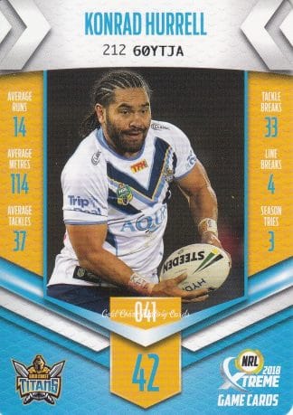 2018 NRL Xtreme Common Card - Base 041 Konrad Hurrell Gold Coast Titans