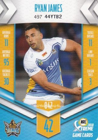 2018 NRL Xtreme Common Card - Base 042 Ryan James Gold Coast Titans
