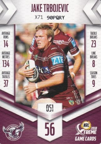 2018 NRL Xtreme Common Card - Base 051 Jake Trbojevic Manly Sea Eagles
