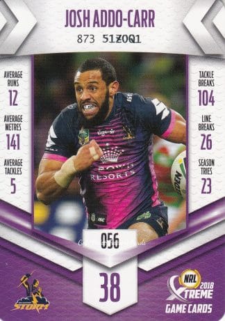 2018 NRL Xtreme Common Card - Base 056 Josh Addo-Carr Melbourne Storm