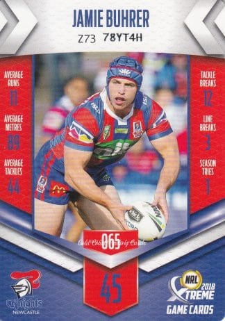 2018 NRL Xtreme Common Card - Base 065 Jamie Buhrer Newcastle Knights