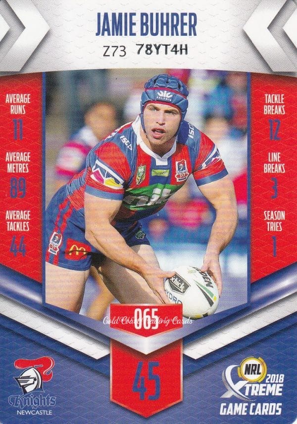 2018 NRL Xtreme Common Card - Base 065 Jamie Buhrer Newcastle Knights