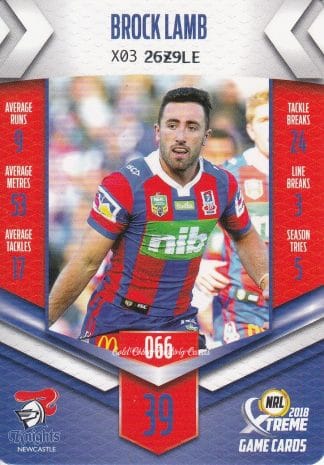 2018 NRL Xtreme Common Card - Base 066 Brock Lamb Newcastle Knights
