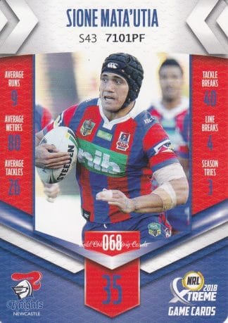2018 NRL Xtreme Common Card - Base 068 Sione Mata'utia Newcastle Knights