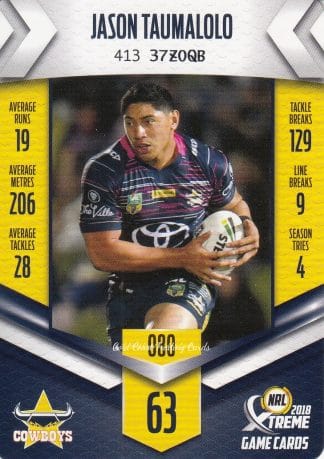2018 NRL Xtreme Common Card - Base 080 Jason Taumalolo North Qld Cowboys