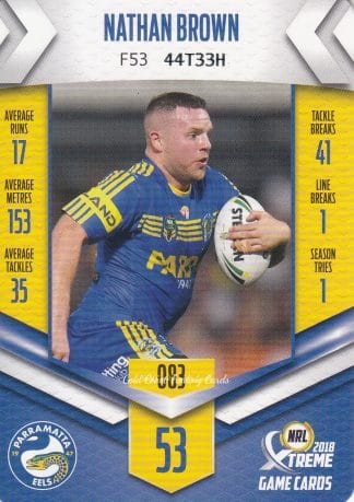 2018 NRL Xtreme Common Card - Base 083 Nathan Brown Parramatta Eels