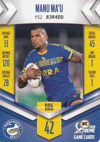 2018 NRL Xtreme Common Card - Base 086 Manu Ma'u Parramatta Eels