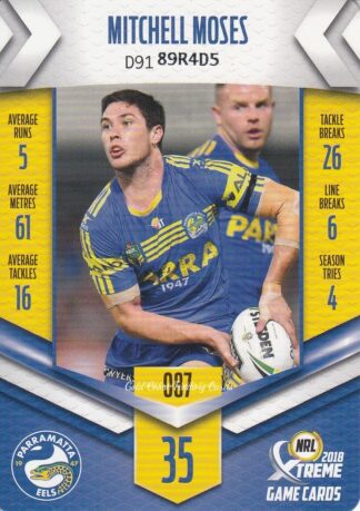 2018 NRL Xtreme Common Card - Base 087 Mitchell Moses Parramatta Eels
