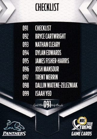 2018 NRL Xtreme Common Card - Base 091 Checklist Penrith Panthers