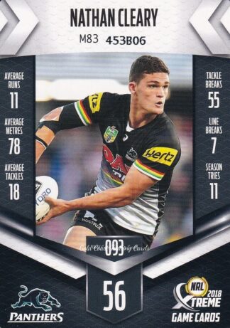 2018 NRL Xtreme Common Card - Base 093 Nathan Cleary Penrith Panthers