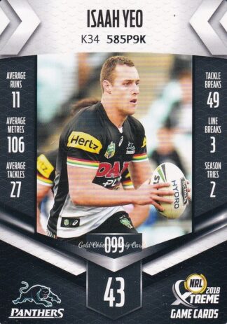 2018 NRL Xtreme Common Card - Base 099 Isaah Yeo Penrith Panthers