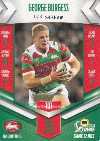 2018 NRL Xtreme Common Card - Base 101 George Burgess South Sydney Rabbitohs