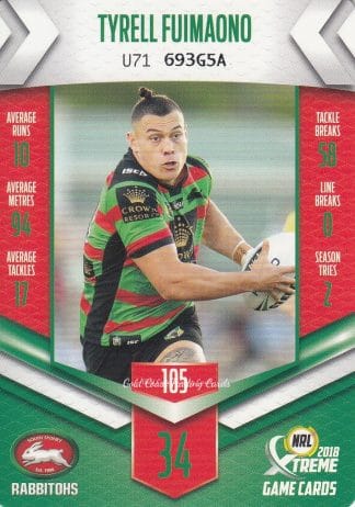 2018 NRL Xtreme Common Card - Base 105 Tyrell Fuimaono South Sydney Rabbitohs