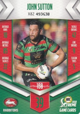 2018 NRL Xtreme Common Card - Base 108 John Sutton South Sydney Rabbitohs