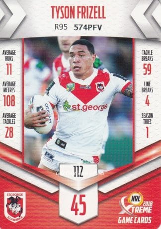 2018 NRL Xtreme Common Card - Base 112 Tyson Frizell St George Dragons