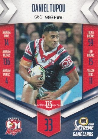 2018 NRL Xtreme Common Card - Base 125 Daniel Tupou Sydney Roosters