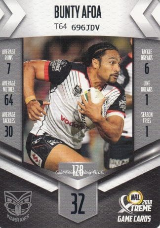 2018 NRL Xtreme Common Card - Base 128 Bunty Afoa Warriors