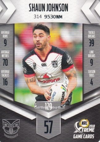 2018 NRL Xtreme Common Card - Base 129 Shaun Johnson Warriors