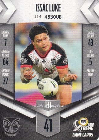 2018 NRL Xtreme Common Card - Base 131 Issac Luke Warriors