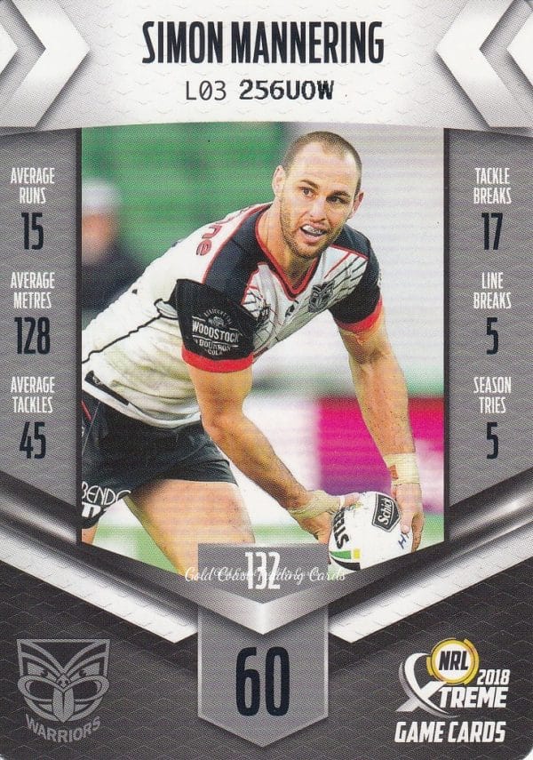 2018 NRL Xtreme Common Card - Base 132 Simon Mannering Warriors