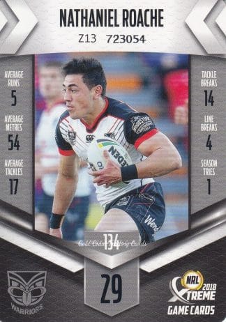 2018 NRL Xtreme Common Card - Base 134 Nathaniel Roache Warriors