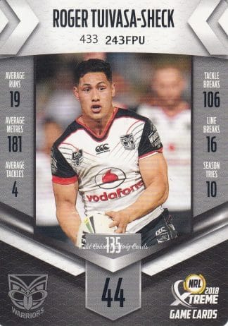 2018 NRL Xtreme Common Card - Base 135 Roger Tuivasa-Sheck Warriors