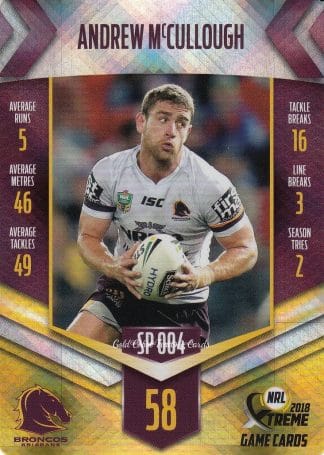 2018 NRL Xtreme Silver Parallels - SP004 Andrew Mccullough Brisbane Broncos