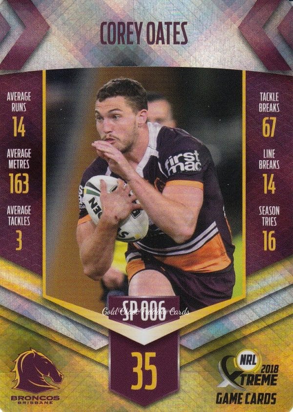 2018 NRL Xtreme Silver Parallels - SP006 Corey Oates Brisbane Broncos