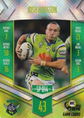 2018 NRL Xtreme Silver Parallels - SP014 Josh Hodgson Canberra Raiders