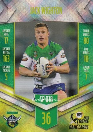 2018 NRL Xtreme Silver Parallels - SP018 Jack Wighton Canberra Raiders