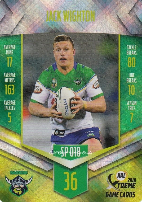 2018 NRL Xtreme Silver Parallels - SP018 Jack Wighton Canberra Raiders
