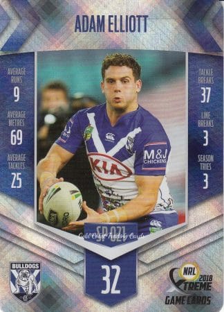 2018 NRL Xtreme Silver Parallels - SP021 Adam Elliott Canterbury Bulldogs