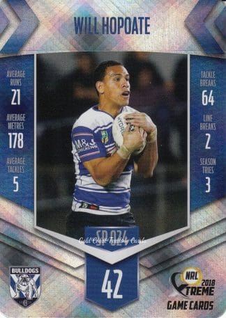 2018 NRL Xtreme Silver Parallels - SP024 Will Hopoate Canterbury Bulldogs