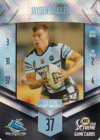 2018 NRL Xtreme Silver Parallels - SP029 Jayden Bailey Cronulla Sharks