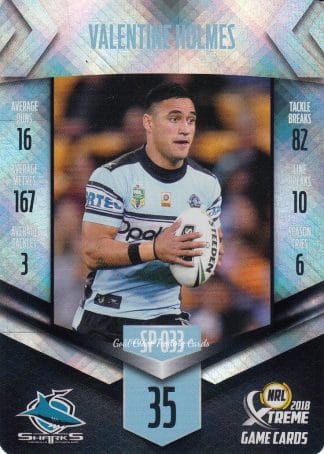 2018 NRL Xtreme Silver Parallels - SP033 Valentine Holmes Cronulla Sharks