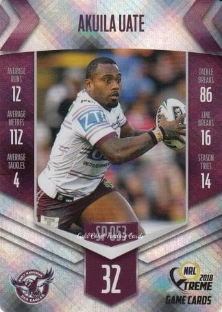 2018 NRL Xtreme Silver Parallels - SP053 Akuila Uate Manly Sea Eagles
