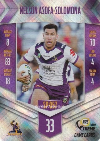 2018 NRL Xtreme Silver Parallels - SP057 Nelson Asofa-Solomona Melbourne Storm