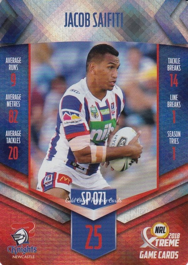 2018 NRL Xtreme Silver Parallels - SP071 Jacob Saifiti Newcastle Knights