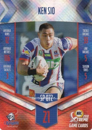 2018 NRL Xtreme Silver Parallels - SP072 Ken Sio Newcastle Knights