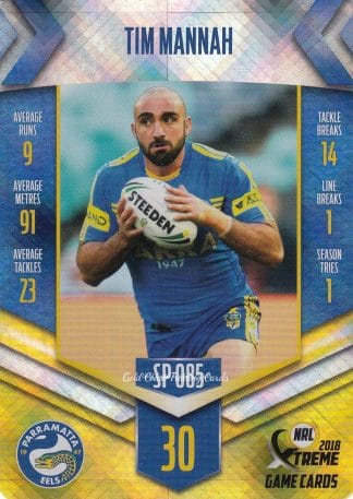 2018 NRL Xtreme Silver Parallels - SP085 Tim Mannah Parramatta Eels