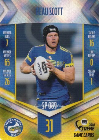 2018 NRL Xtreme Silver Parallels - SP089 Beau Scott Parramatta Eels