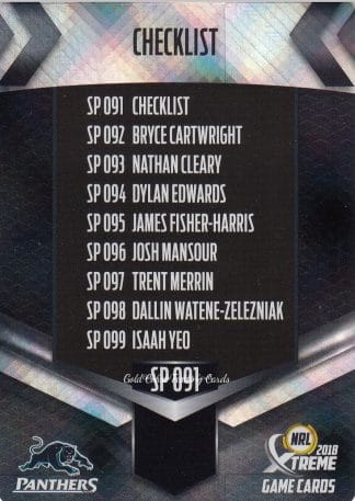 2018 NRL Xtreme Silver Parallels - SP091 Checklist Penrith Panthers