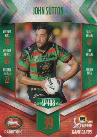2018 NRL Xtreme Silver Parallels - SP108 John Sutton South Sydney Rabbitohs