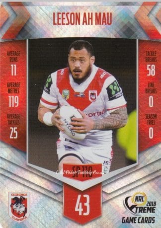 2018 NRL Xtreme Silver Parallels - SP110 Leeson Ah Mau St George Dragons