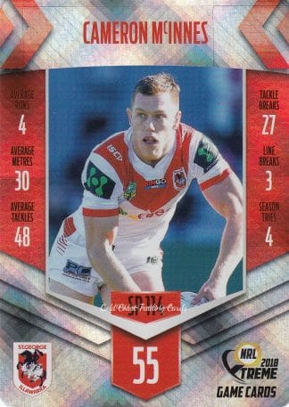 2018 NRL Xtreme Silver Parallels - SP114 Cameron Mcinnes St George Dragons