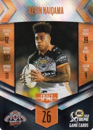 2018 NRL Xtreme Silver Parallels - SP142 Kevin Naiqama Wests Tigers