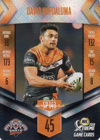 2018 NRL Xtreme Silver Parallels - SP143 David Nofoaluma Wests Tigers