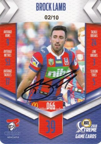 2018 NRL Xtreme Signature Case Card - SCC066 Brock Lamb Newcastle Knights