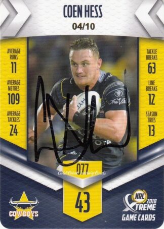 2018 NRL Xtreme Signature Case Card - SCC077 Coen Hess North Qld Cowboys